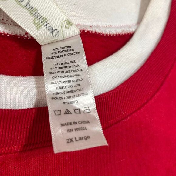 Vintage 2X Scottie Dog Boxy Red Crewneck Sweatshirt Plus Holiday Long Sleeve - Picture 3 of 6